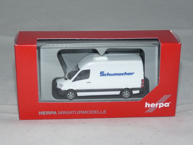 Herpa 093606 MB Mercedes Benz Sprinter Kasten Spedition Schumacher 1:87 Neu