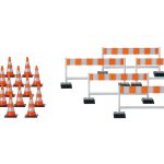 herpa 052566-002 Zubehör Pylonen (20 Stück) - Absperrschranken (5 Stück) - silber/leuchtrot 1:87 NEU + OVP