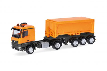 herpa 318549 Mercedes-Benz Arocs Classicspace Abraumcontainer-Sattelzug - kommunalorange/anthrazit 1:87 NEU + OVP