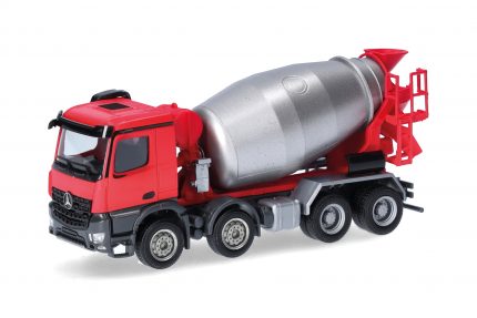 herpa 319133 Mercedes-Benz Arocs M Betonmischer-LKW 4-achs - rot/silber 1:87 NEU + OVP