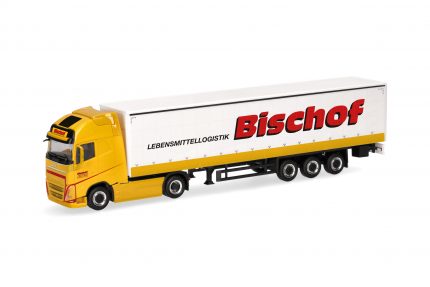 herpa 319348 Volvo FH GL XL electric Gardinenplanen-Sattelzug mit Bordwänden Bischof 1:87 NEU + OVP