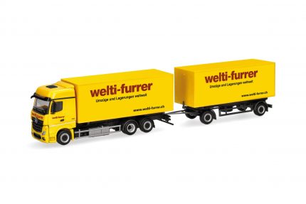 herpa 319355 Mercedes-Benz Actros Bigspace Wechselkoffer-Hängerzug Welti-Furrer 1:87 NEU + OVP