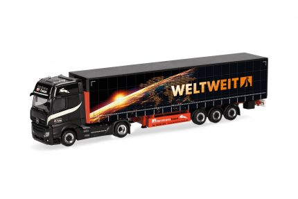 Vorbestellung herpa 320023 Mercedes-Benz Actros L 18 Gigaspace Gardinenplanen-Sattelzug "Ferntrans Haas/weltweit" 1:87 NEU + OVP