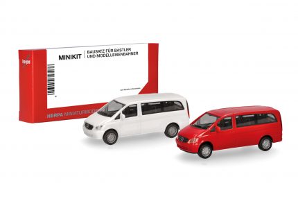 Vorbestellung herpa 014212 MiniKit Mercedes-Benz Vito Bus (W639 facelift / 2010) - weiß und rot (2 Stück) 1:87 NEU + OVP