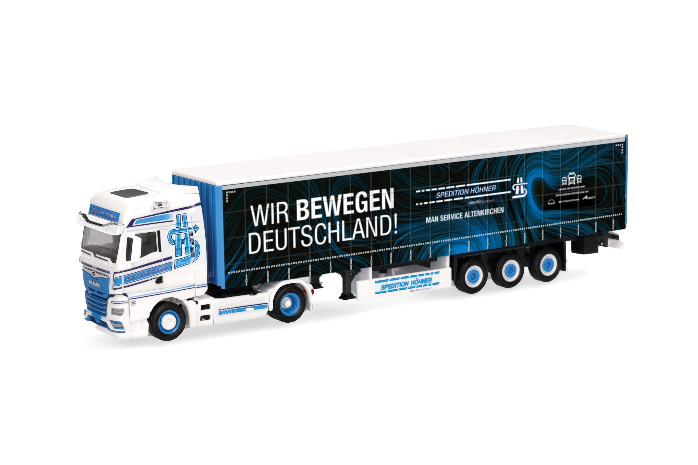 320320 Vorbestellung herpa 320320 MAN TGX GX Gardinenplanen-Sattelzug "Spedition Höhner/Wir bewegen Deutschland" 1:87 NEU + OVP – Bild 1