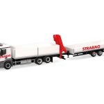 Vorbestellung herpa 320665 Mercedes-Benz Actros M Baustoff-LKW mit Kran und Tieflade-Anhänger "STRABAG" (Österreich) 1:87 NEU + OVP