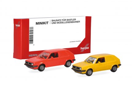 Vorbestellung herpa 014281 MiniKit VW Golf II 2-türig Kasten - leuchtrot und gelb (2 Stück) 1:87 NEU + OVP