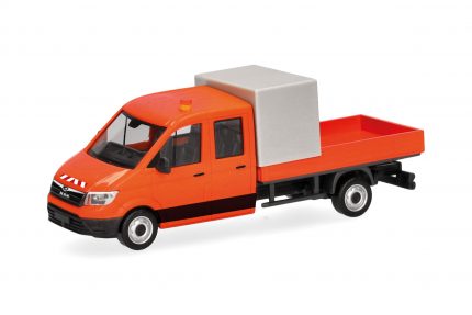 Vorbestellung herpa 099141 MAN TGE Doppelkabine mit Pritsche und Halbplane Baustellenabsicherung - kommunalorange 1:87 NEU + OVP
