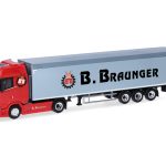 Vorbestellung herpa 321136 Scania CS 20 Hochdach Schubboden-Sattelzug "Braunger" 1:87 NEU + OVP