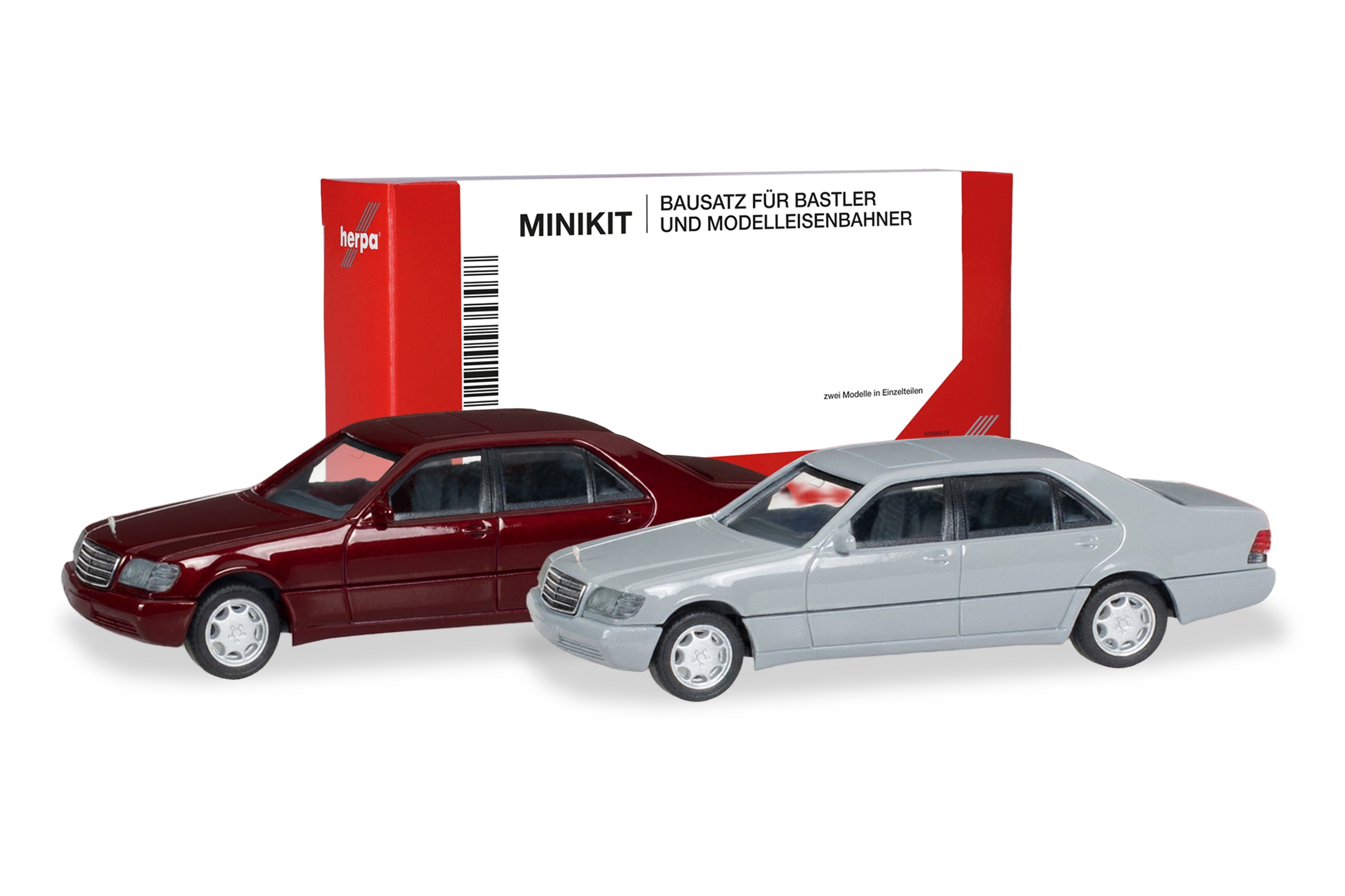012751-004 Vorbestellung herpa 012751-004 MiniKit Mercedes-Benz S-Klasse W140 - dunkelrot und grau 1:87 NEU + OVP – Bild 1