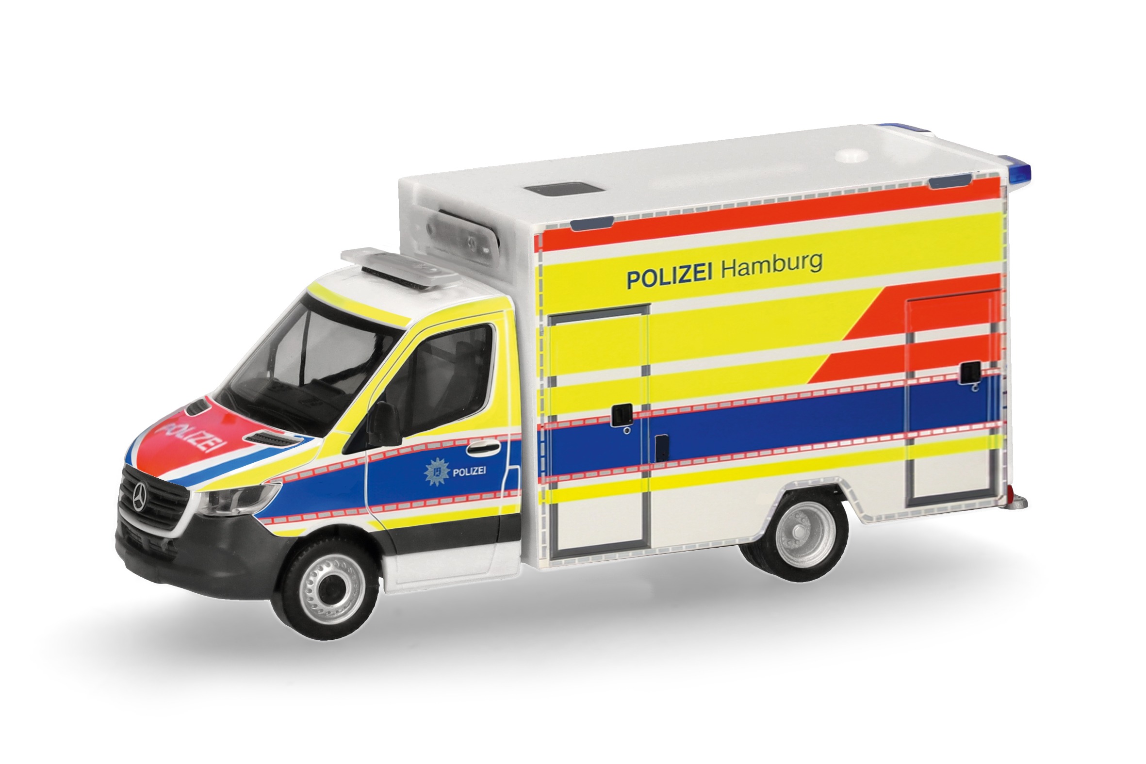 099332 Vorbestellung herpa 099332 Mercedes-Benz Sprinter 18 Fahrtec RTW "Polizei Hamburg" 1:87 NEU + OVP – Bild 1
