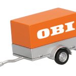 Vorbestellung herpa 054546 PKW Planen-Anhänger "OBI" 1:87 NEU + OVP