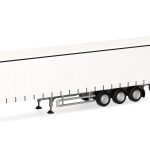 Vorbestellung herpa 077125 Schmitz Gardinenplanen-Auflieger mit innenliegender Verriegelung - weiß/Chassis silber 1:87 NEU + OVP