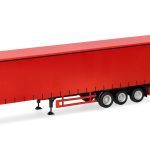 Vorbestellung herpa 077132 Schmitz Gardinenplanen-Auflieger mit innenliegender Verriegelung - rot/Chassis schwarz 1:87 NEU + OVP