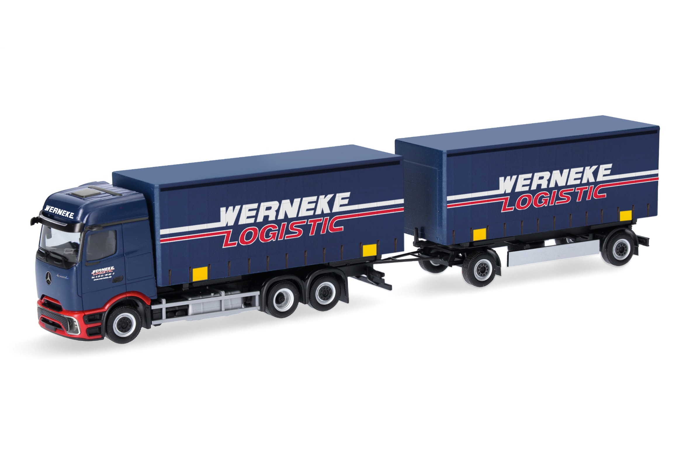 321983 Vorbestellung herpa 321983 Mercedes-Benz Actros L ProCabin Wechsel-Gardinenplanen-Hängerzug "Werneke" 1:87 NEU + OVP – Bild 1